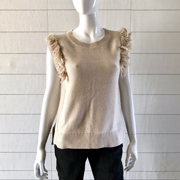 Banana Republic Tops - B.R. Beige Fringe Tunic Sleeveless Sweater Vest